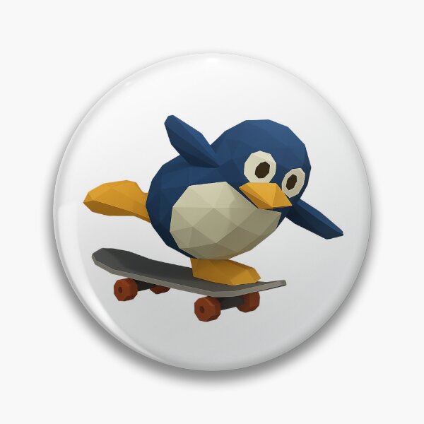 Item preview, Low Poly Clumsy Penguin on a Skateboard Sticker – Retro 3D Wobble Vibes designed and sold by LowPolyHub.