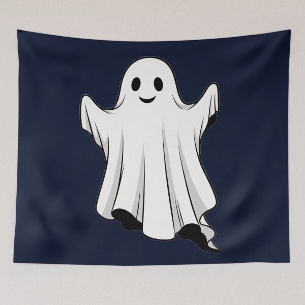Item preview, Cute Smiling Ghost Halloween Design – Friendly Cartoon Spirit in White Sheet | Fun Ghost Art for Stickers, Kids Tees, Mugs & Gift designed and sold by Motifai.