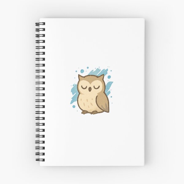 Artikelvorschau, InkOwl – Sleepy Owl with Blue Ink Brush Art entworfen und verkauft von SheepyDaily.