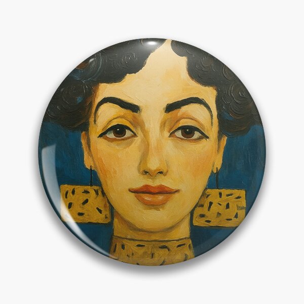 Item preview, Bold Portrait of Woman with Gold Jewelry - Modern Oil Art designed and sold by MaPerle.