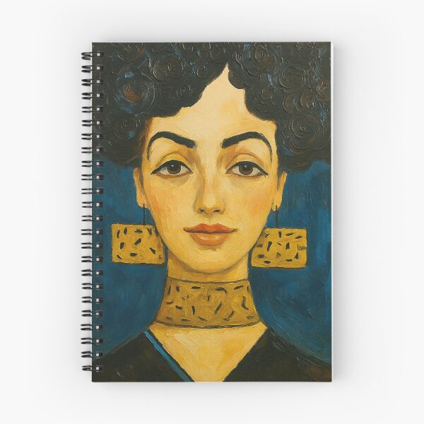 Item preview, Bold Portrait of Woman with Gold Jewelry - Modern Oil Art designed and sold by MaPerle.