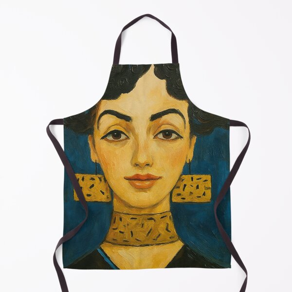 Item preview, Bold Portrait of Woman with Gold Jewelry - Modern Oil Art designed and sold by MaPerle.