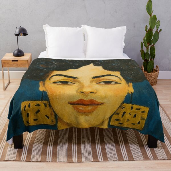 Item preview, Bold Portrait of Woman with Gold Jewelry - Modern Oil Art designed and sold by MaPerle.