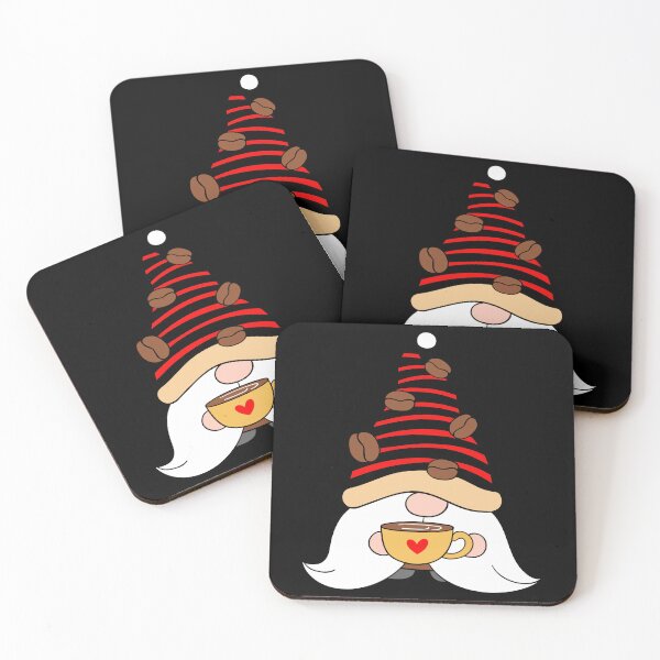 Item preview, Coffee Gnome with Red Striped Bean Hat Art designed and sold by SandyMDesigns.