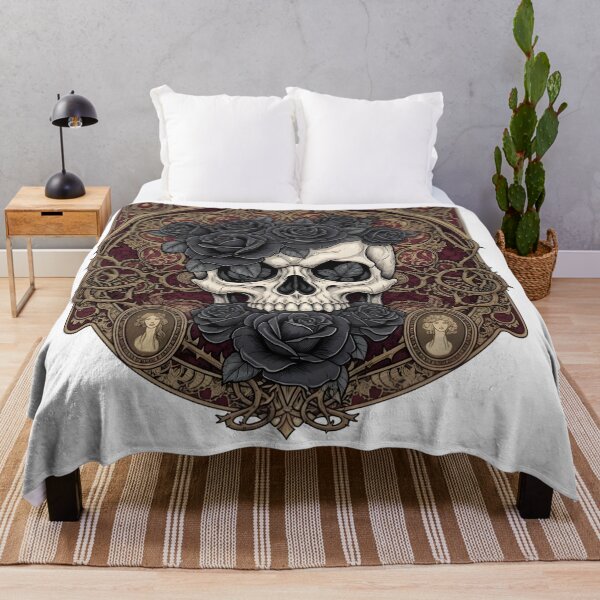 Item preview, Beauty in Darkness – Gothic Skull & Black Roses Art Nouveau Digital Print designed and sold by AnnDesignStudio.