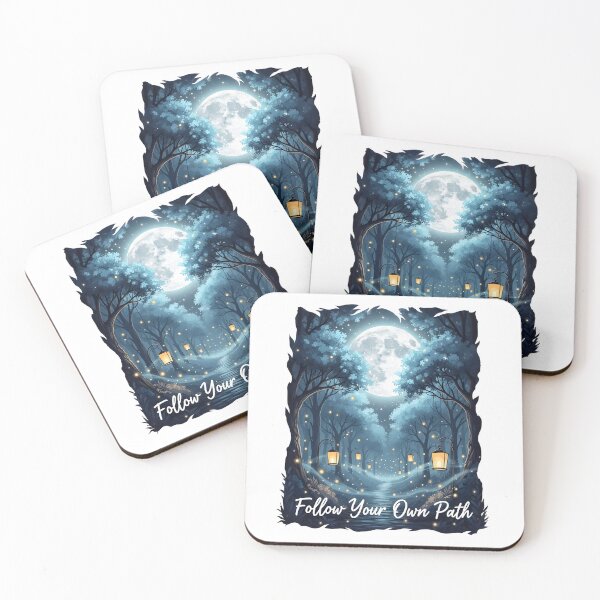 Item preview, Follow Your Own Path – Dreamcore Moonlit Forest Lantern Digital Art designed and sold by AnnDesignStudio.