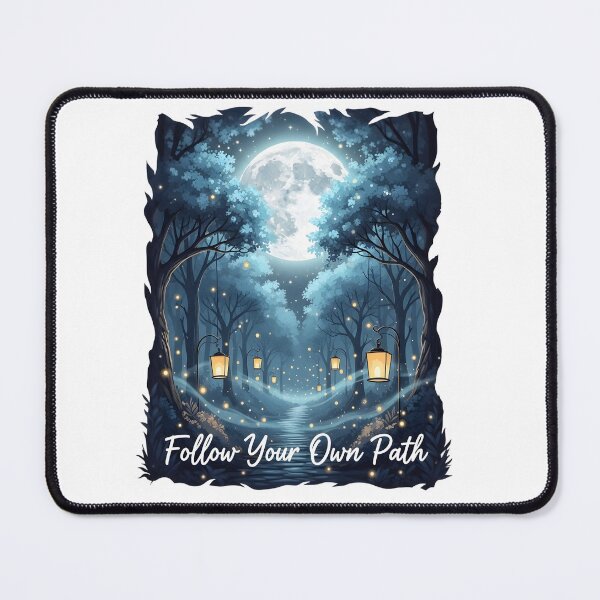 Item preview, Follow Your Own Path – Dreamcore Moonlit Forest Lantern Digital Art designed and sold by AnnDesignStudio.
