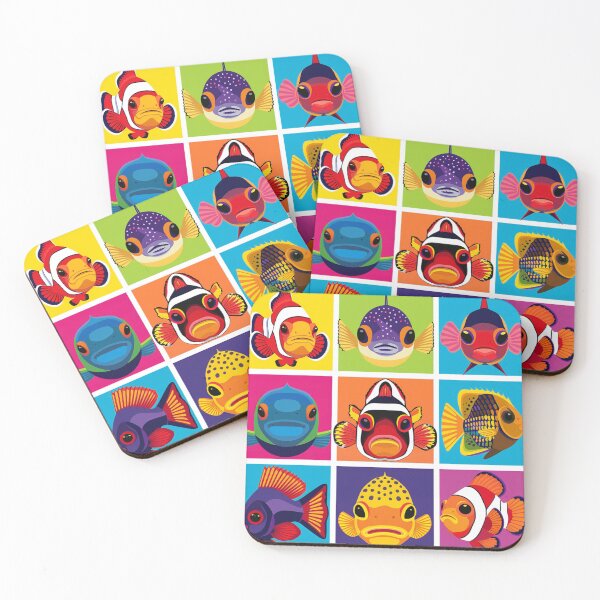 Item preview, ? Vibrant Tropical Fish Grid - Funny Colorful Ocean Sticker designed and sold by Arthoughts.