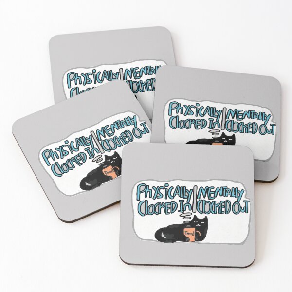 Item preview, “Physically Clocked In | Mentally Clocked Out” Black Cat – Funny Work Burnout Design designed and sold by Cherry Prism Designs.