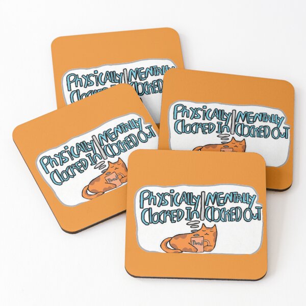 Item preview, “Physically Clocked In | Mentally Clocked Out” Orange Cat – Funny Exhausted Cat Meme Design designed and sold by Cherry Prism Designs.