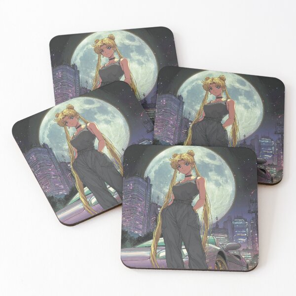 Item preview, Sailor Moon in Black Tank Top Beside Futuristic Sports Car designed and sold by pastel.moonwave.