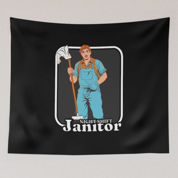 Item preview, Night Janitor Happy Mop Custodian men women designed and sold by Jeangel97.