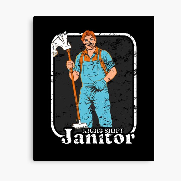 Item preview, Night Janitor Happy Mop Custodian men women Retro Vintage designed and sold by Jeangel97.