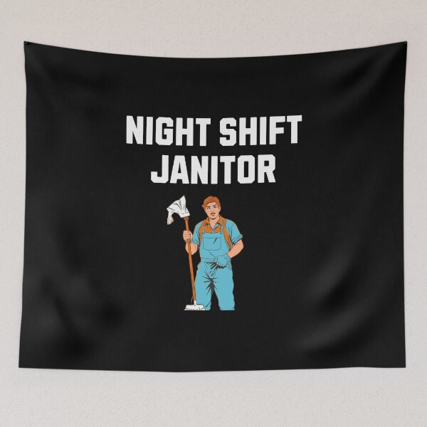 Item preview, Night Janitor Happy Mop Custodian men women designed and sold by Jeangel97.
