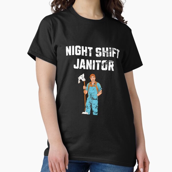 Item preview, Night Janitor Happy Mop Custodian men women Retro Vintage designed and sold by Jeangel97.