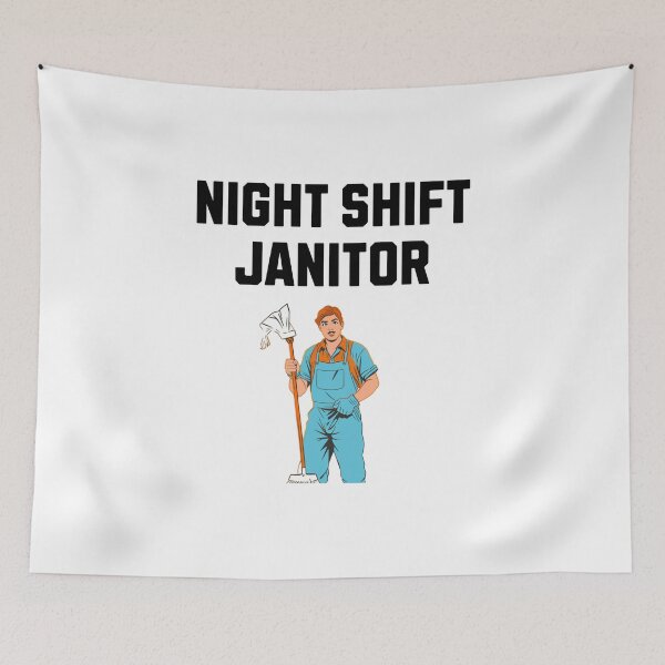 Item preview, Night Janitor Happy Mop Custodian men women designed and sold by Jeangel97.