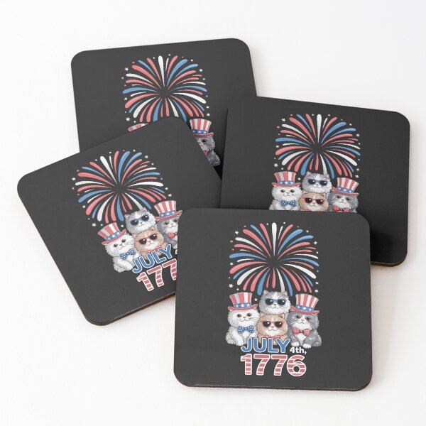 Item preview, Cool Patriotic Product for America's Holiday-FOUR CATS IN THE FLAG'S STREET-July 4th,1776 designed and sold by Gadget80.