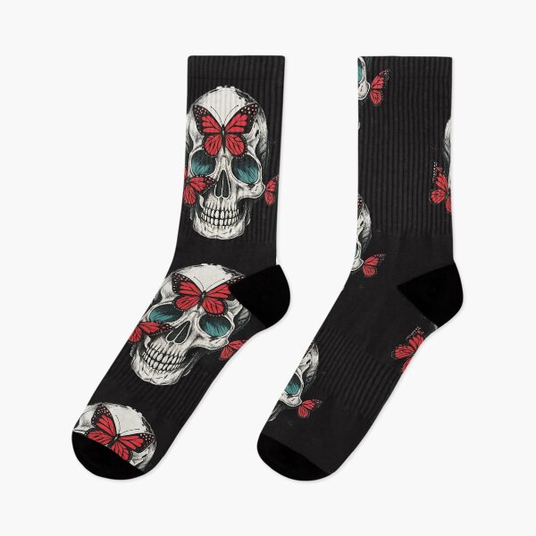 Item preview, Skull with red butterfly sign of good luck . designed and sold by Lucky 777.