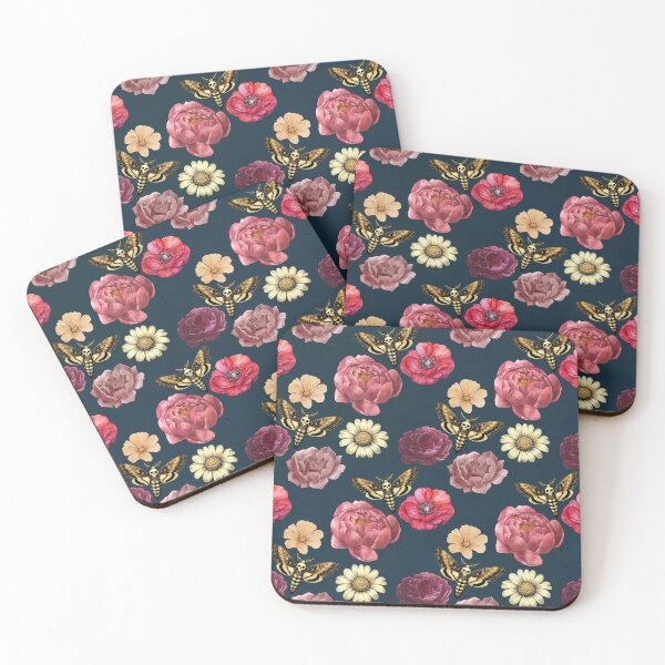 Item preview,  Death’s-Head Hawkmoth Floral Gothic Pattern designed and sold by Awitchinthyme.