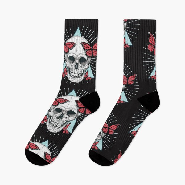 Item preview, Skull with red butterfly designed and sold by Lucky 777.
