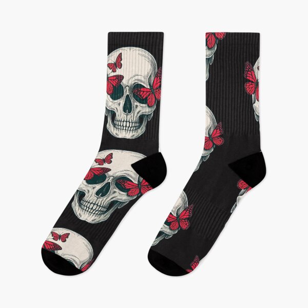 Item preview, Skull with red butterfly designed and sold by Lucky 777.