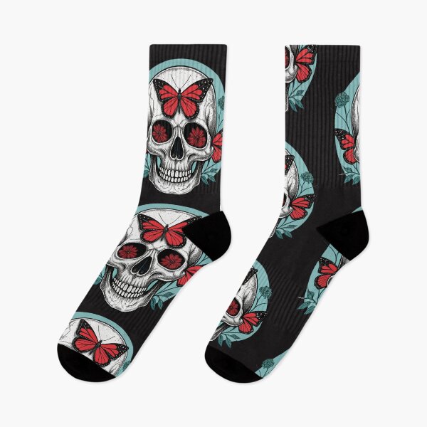 Item preview, Skull with red butterfly designed and sold by Lucky 777.