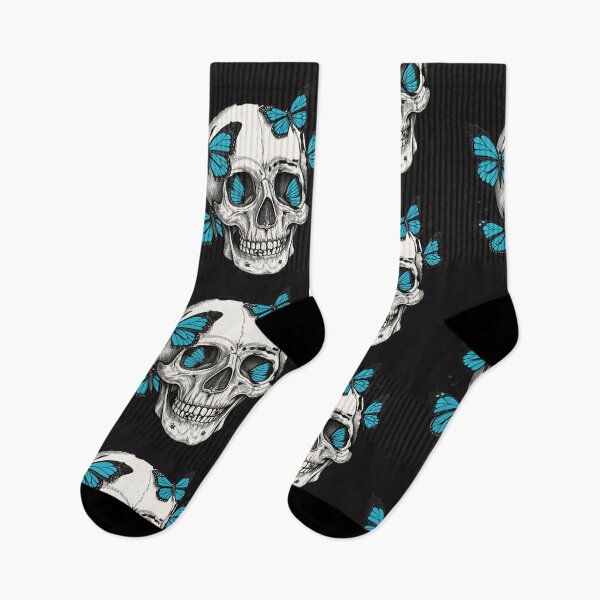 Item preview, Skull with blue butterfly gothic style , designed and sold by Lucky 777.