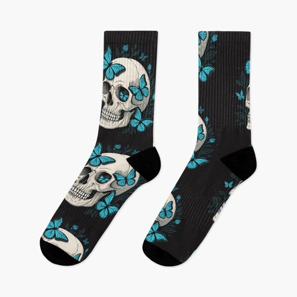 Item preview, Skull with blue butterfly designed and sold by Lucky 777.