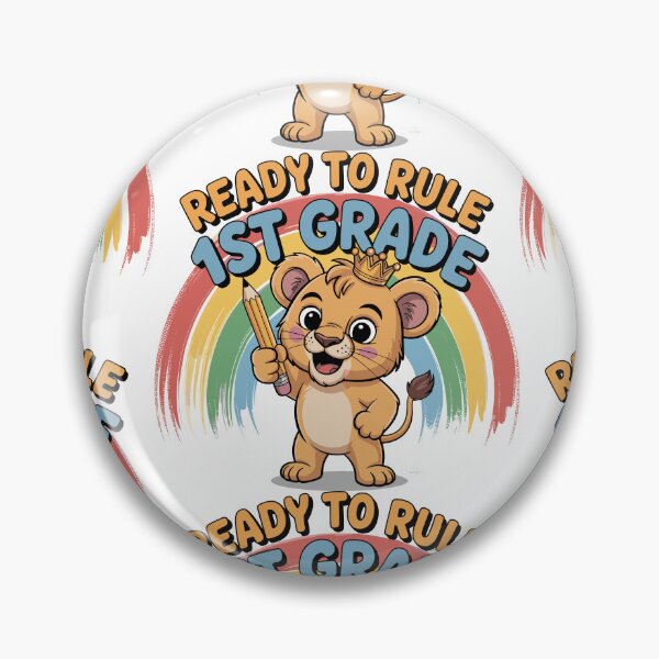 Item preview, Ready to Rule 1st Grade Cute Lion Back to School Design | First Day of School Gift for Kids | Rainbow Pencil Classroom Shirt & Sticker designed and sold by HahaHandlesHub.