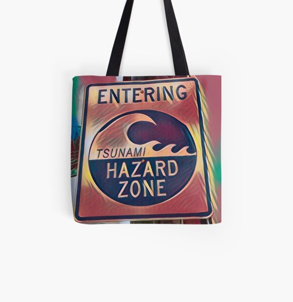 Tsunami Hazard Zone (Red Theme) All Over Print Tote Bag