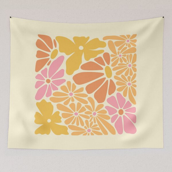 Item preview, Multicolor Warped Flowers – Psychedelic Style on Yellow designed and sold by aFewDesigns.