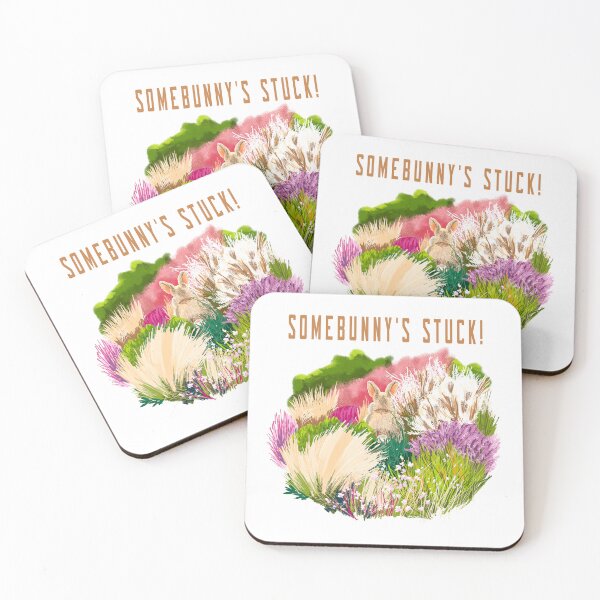 Item preview, Somebunny’s Stuck – Funny Bunny in Colorful Grass Illustration designed and sold by Pandositive.