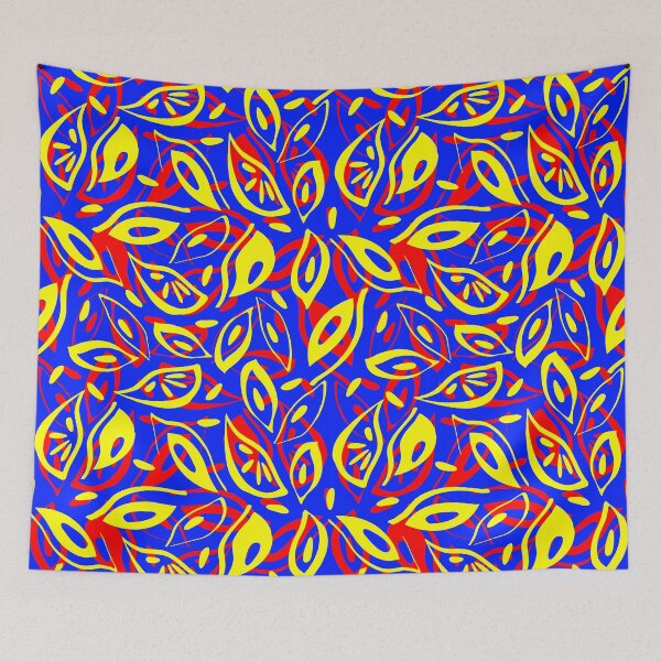 Item preview, Tropical Red Yellow and Blue Pattern Seamless Repeat designed and sold by Sharon Schwalbe.