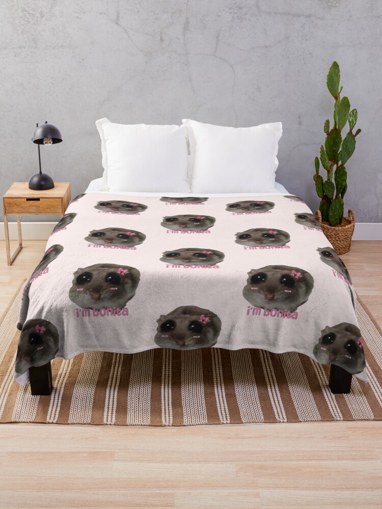 Thumbnail 1 of 6, Throw Blanket, Sad Hamster Meme - Bonita (Pretty) designed and sold by moynas.