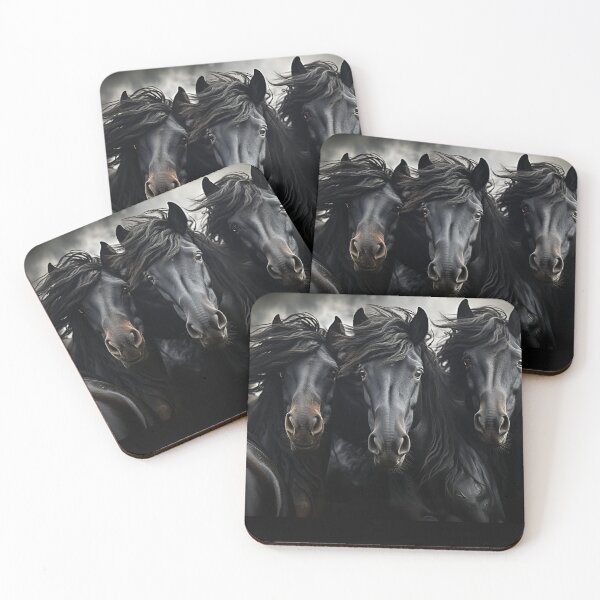 Item preview, Three Black Horse Stallions  designed and sold by CritterWisdom.