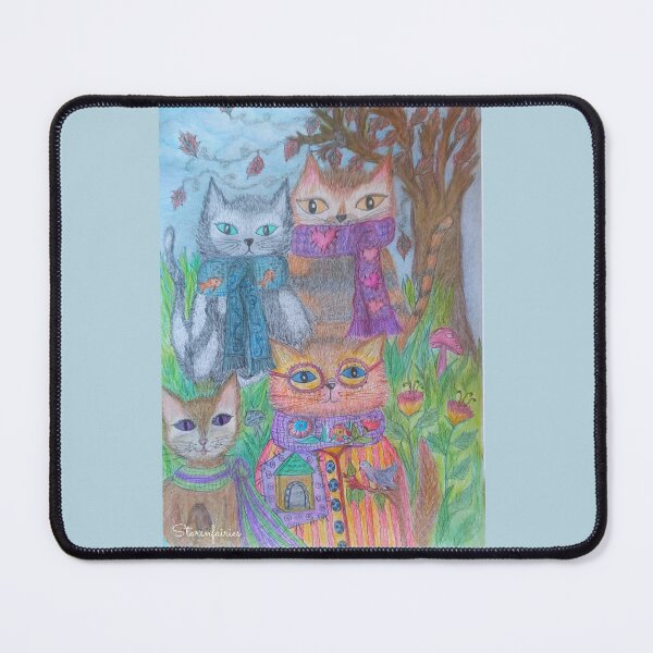 Item preview, Four Cat fluffs just chilling on a fall day! designed and sold by Misstonisart1.