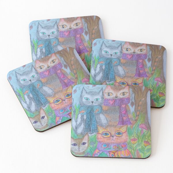Item preview, Four Cat fluffs just chilling on a fall day! designed and sold by Misstonisart1.