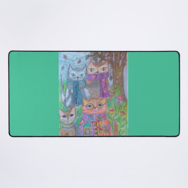 Item preview, Four Cat fluffs just chilling on a fall day! designed and sold by Misstonisart1.