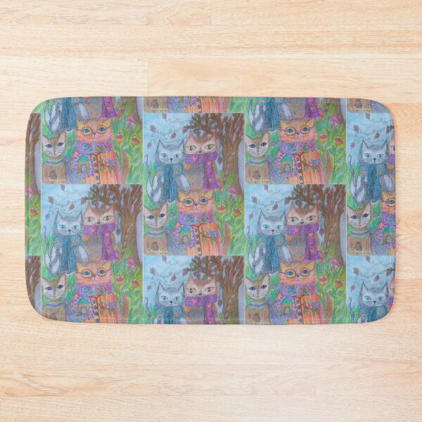 Item preview, Four Cat fluffs just chilling on a fall day! designed and sold by Misstonisart1.