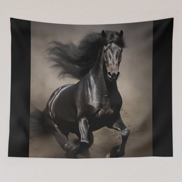 Item preview, Portrait of a Running Black Stallion designed and sold by CritterWisdom.