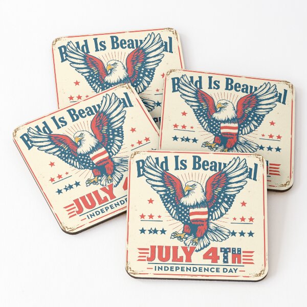 Item preview, Bald Is Beautiful July 4 Independence Day USA Bald Eagle American Flag designed and sold by casamomo.