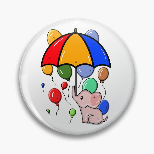 Item preview, Balloon Shower – Cute Elephant with Umbrella designed and sold by ForcePrint.