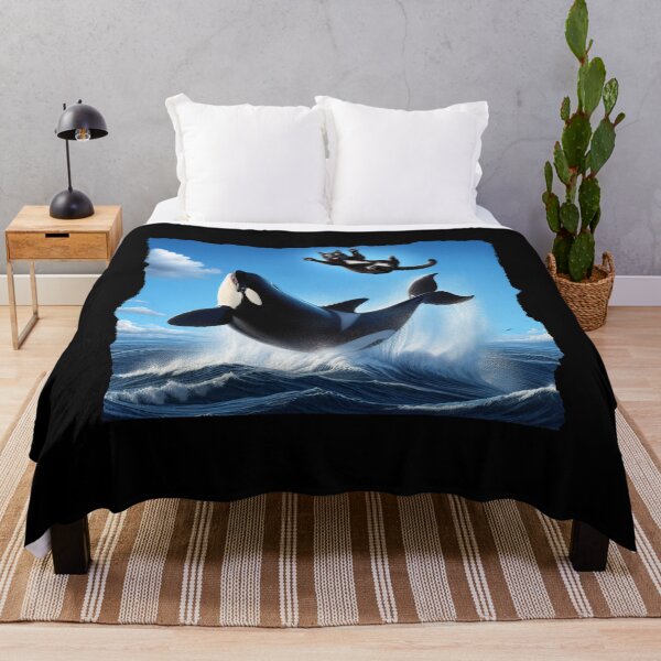 Item preview, Funny Orca Whale Playing With Black Cat. cat and orca lover designed and sold by ahmed2751989.