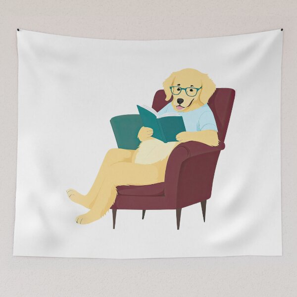 Item preview, Bookworm Golden Retriever Reading a Book T-Shirt designed and sold by MeowMoodCo.