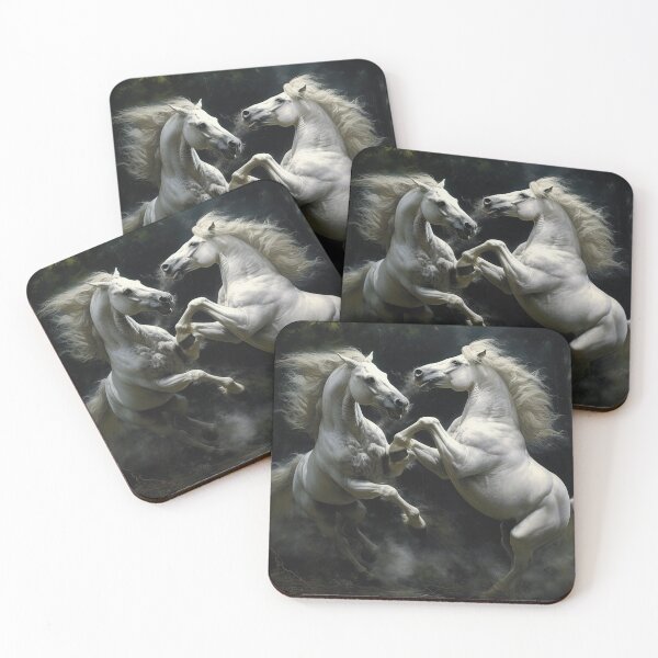 Item preview, Two White Stallions Fighting  designed and sold by CritterWisdom.