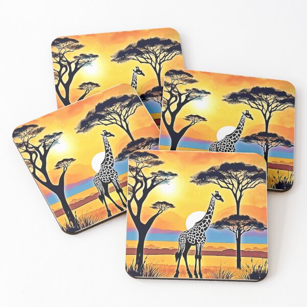 Item preview, Safari Sunset: Giraffe's Embrace designed and sold by Health And Fitness Posts e-Store.