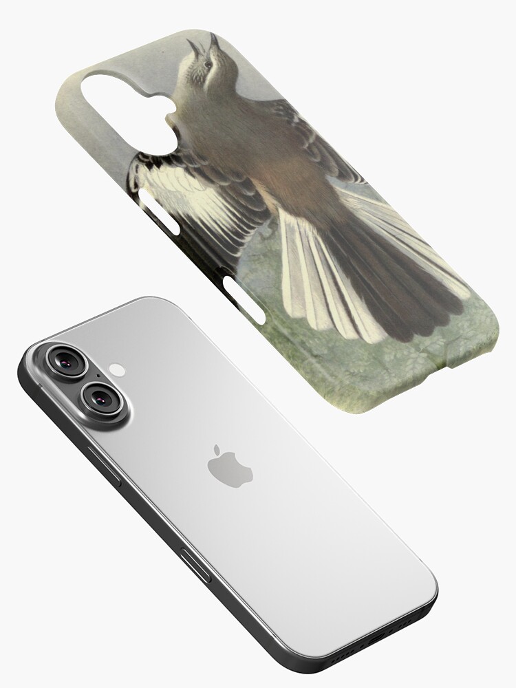 Thumbnail 2 of 4, iPhone Case, White-banded Mockingbird by Henrik Grønvold from "Birds of La Plata" by William Henry Hudson, 1920 designed and sold by mariapopova.