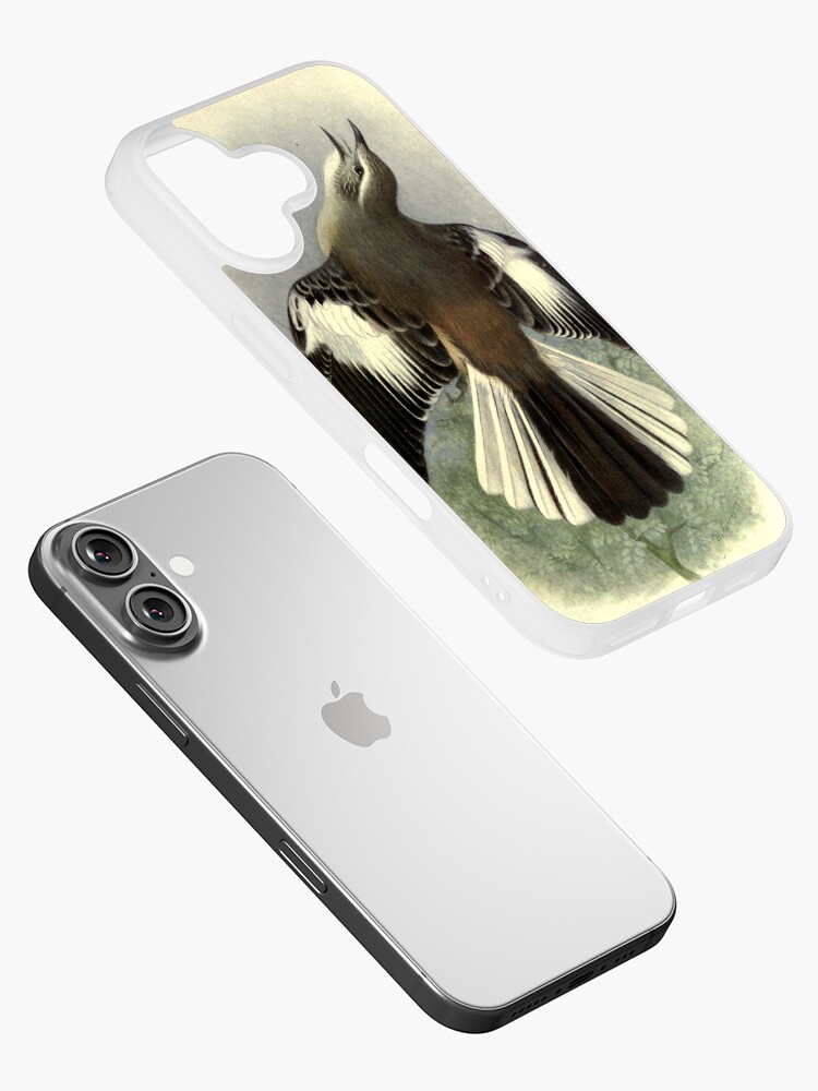 Thumbnail 2 of 5, iPhone Case, White-banded Mockingbird by Henrik Grønvold from "Birds of La Plata" by William Henry Hudson, 1920 designed and sold by mariapopova.