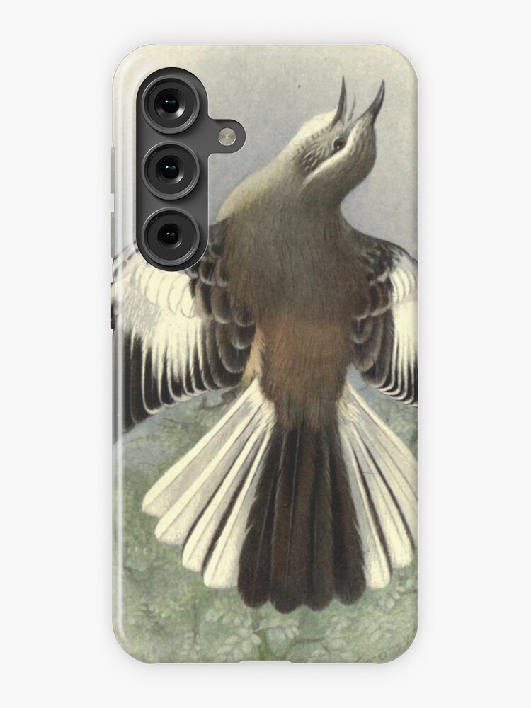 Thumbnail 1 of 4, Samsung Galaxy Phone Case, White-banded Mockingbird by Henrik Grønvold from "Birds of La Plata" by William Henry Hudson, 1920 designed and sold by mariapopova.