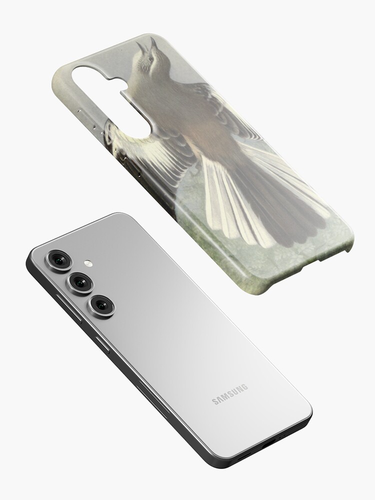 Thumbnail 2 of 4, Samsung Galaxy Phone Case, White-banded Mockingbird by Henrik Grønvold from "Birds of La Plata" by William Henry Hudson, 1920 designed and sold by mariapopova.
